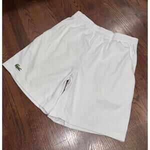 Lacoste Sport White Mesh Tennis Shorts Mens LG Rare Vintage Y2K 90s